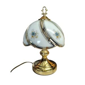 Vintage Blue Floral Touch Working Lamp Cottagecore Grannycore